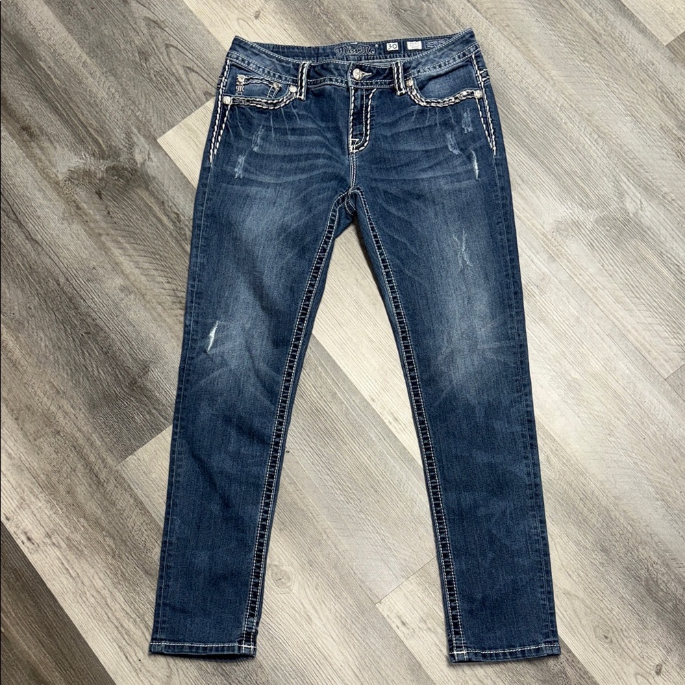 Miss Me Women's Skinny Jeans in Dark Blue Denim